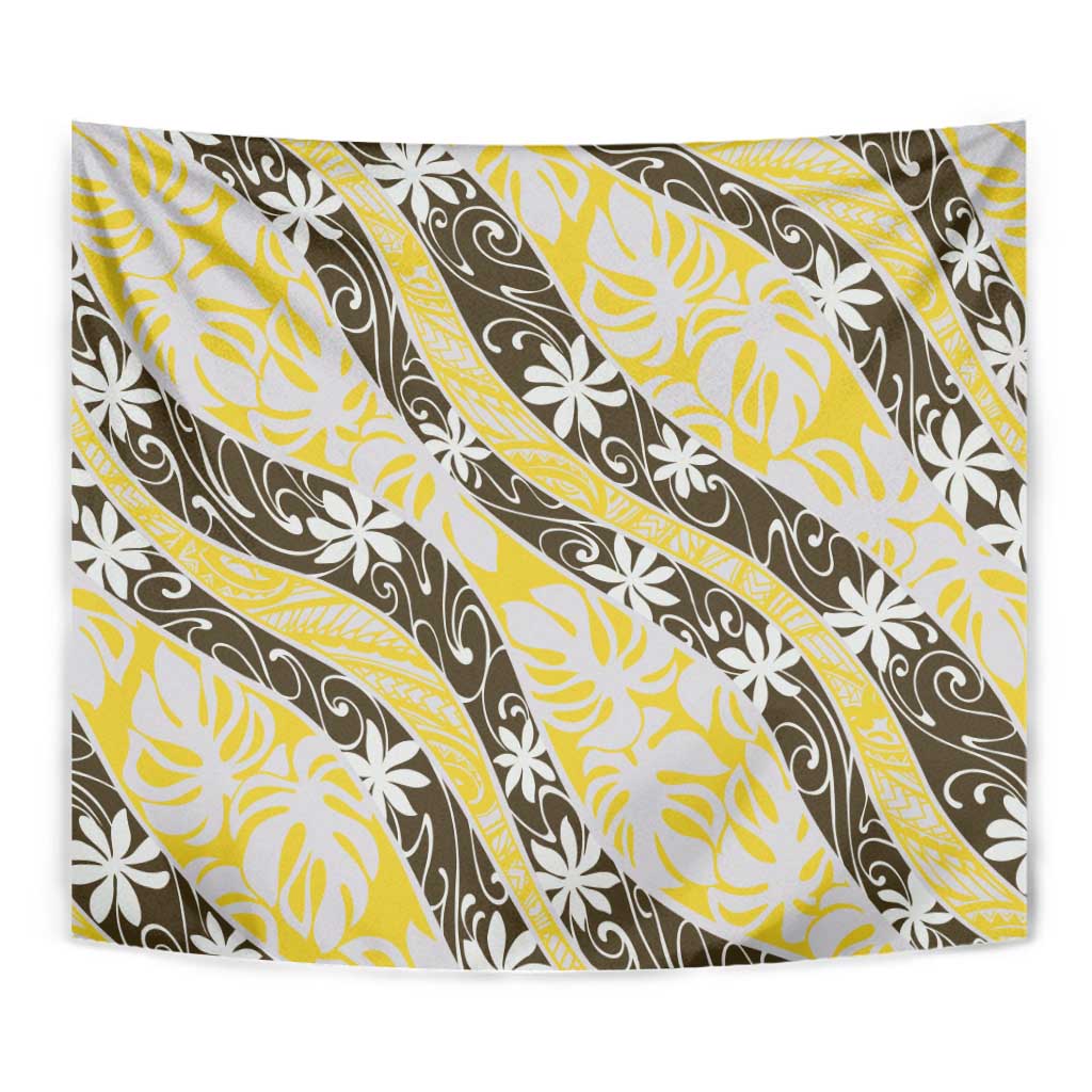 Rearea Tahiti Tiare Monstera Tapestry Polynesian Pattern Curve Style - Polynesian Pride