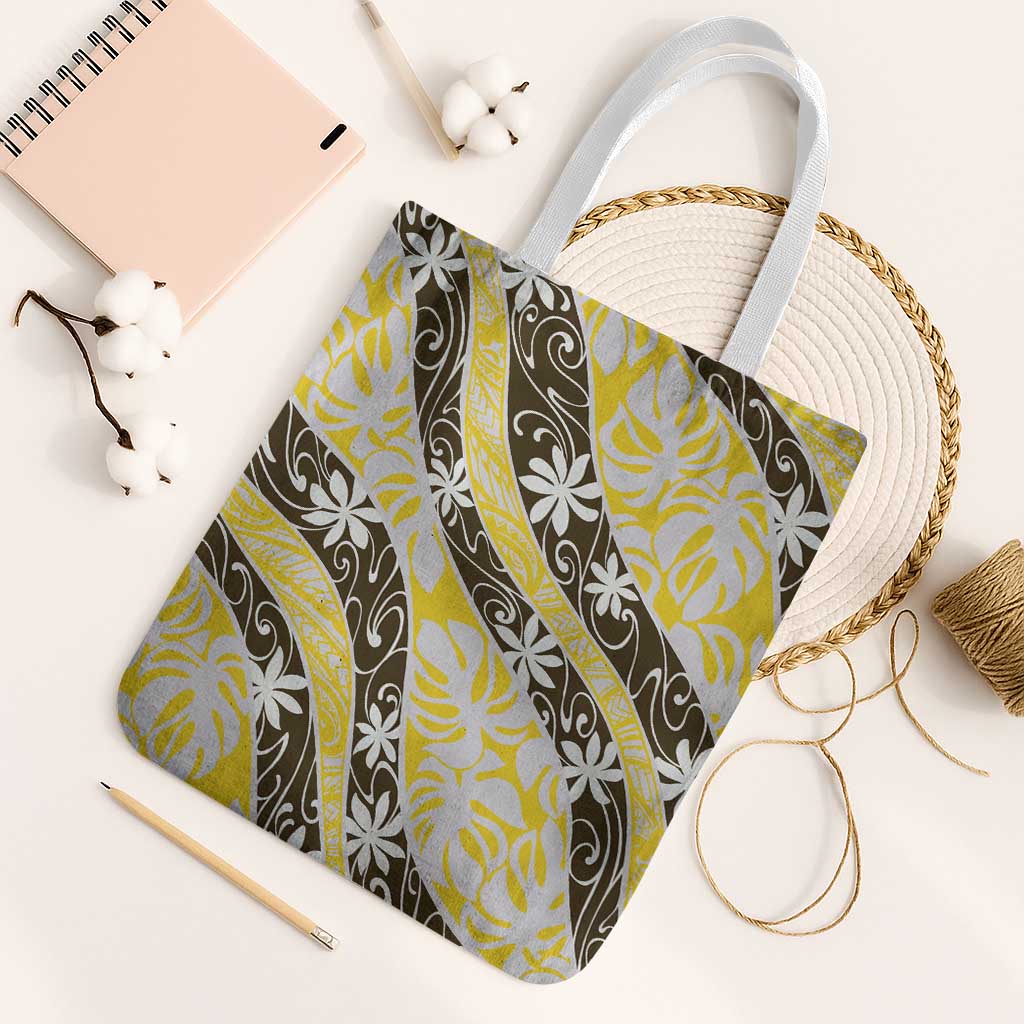 Rearea Tahiti Tiare Monstera Tote Bag Polynesian Pattern Curve Style - Polynesian Pride