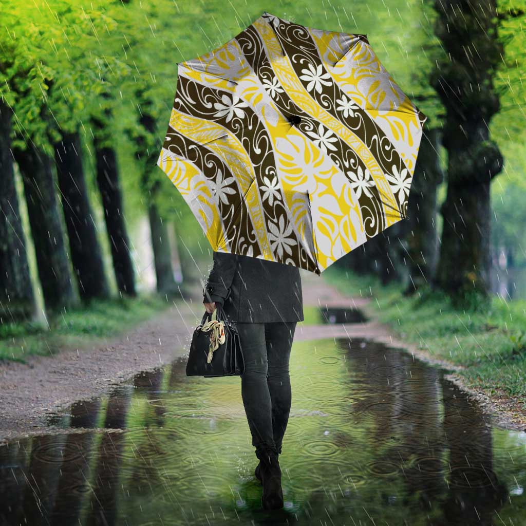Rearea Tahiti Tiare Monstera Umbrella Polynesian Pattern Curve Style - Polynesian Pride