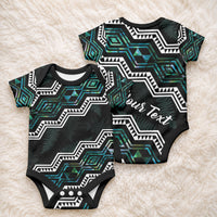 Personalised Taniko Aotearoa Mix Paua Shell Baby Onesie Niho Taniwha Turquoise Glitter LT01 - Polynesian Pride