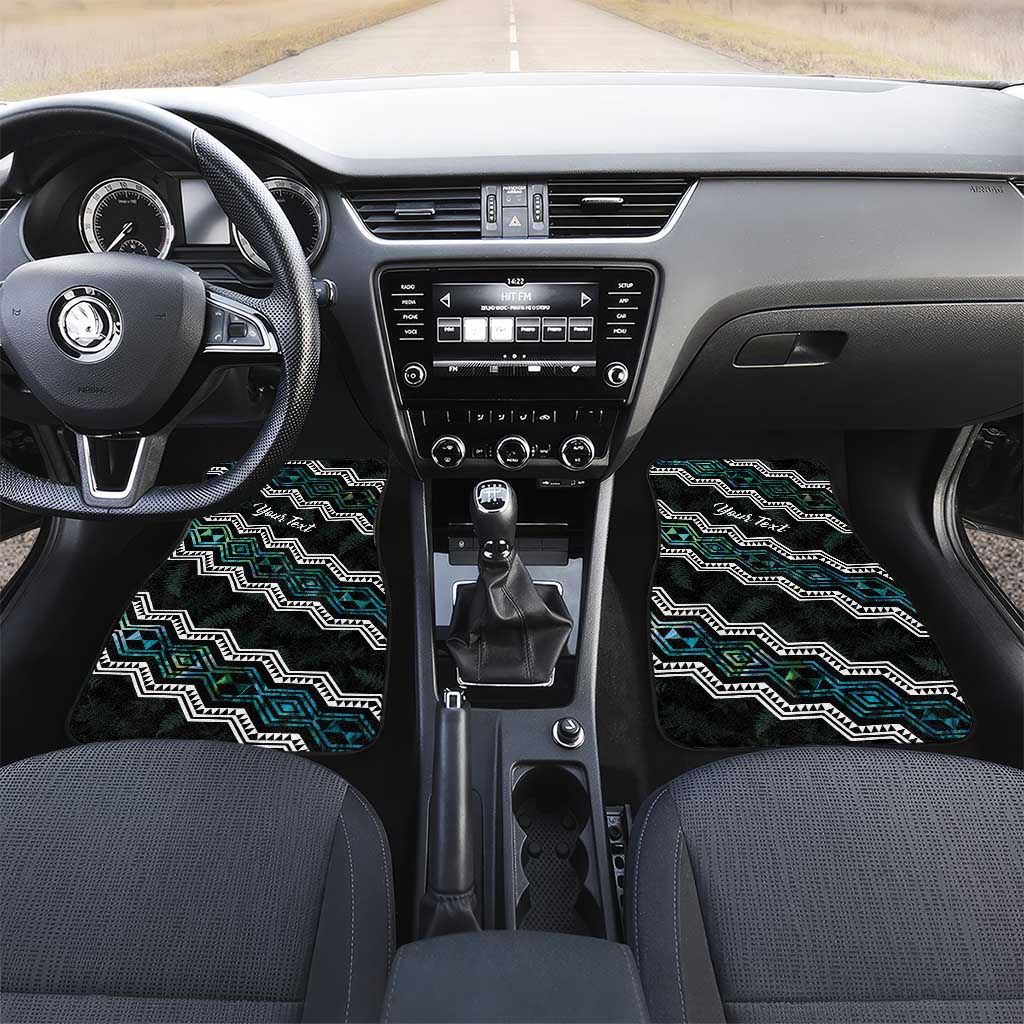 Personalised Taniko Aotearoa Mix Paua Shell Car Mats Niho Taniwha Turquoise Glitter