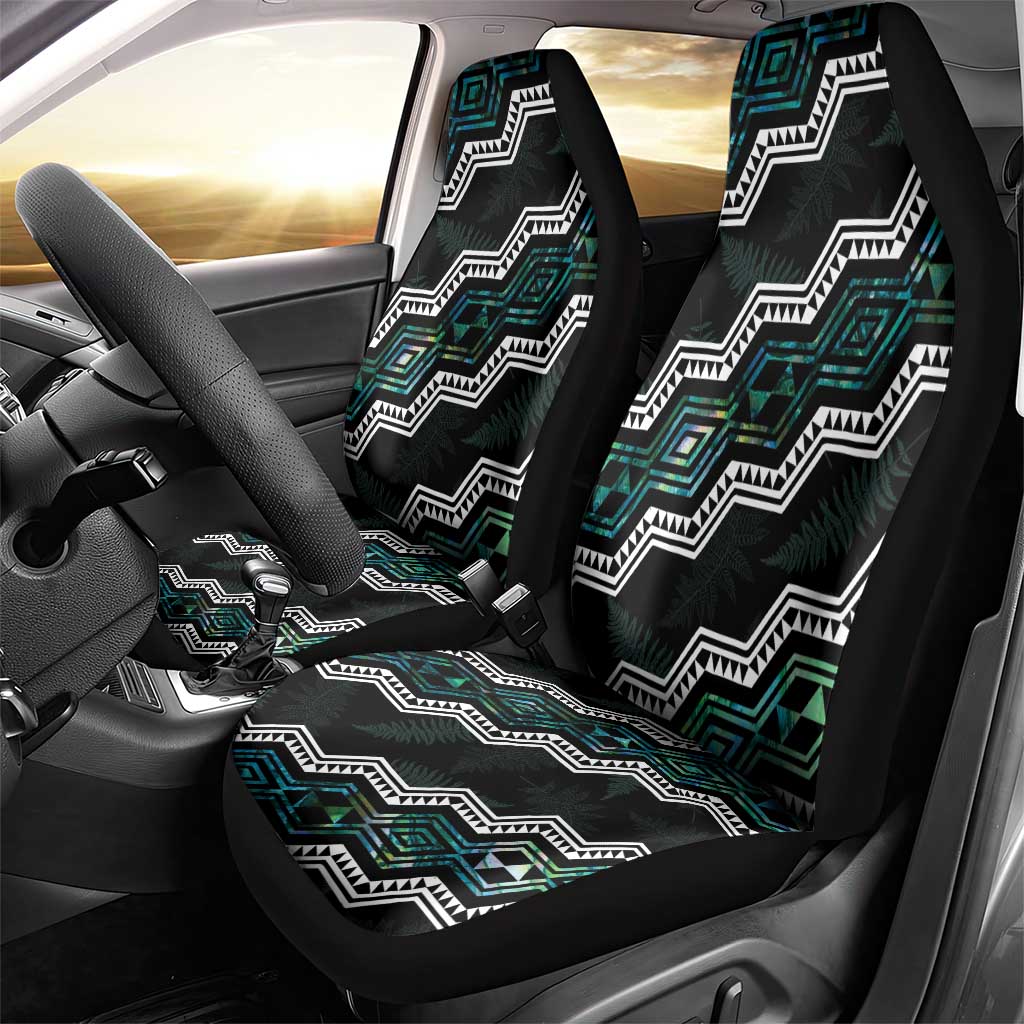 Personalised Taniko Aotearoa Mix Paua Shell Car Seat Cover Niho Taniwha Turquoise Glitter