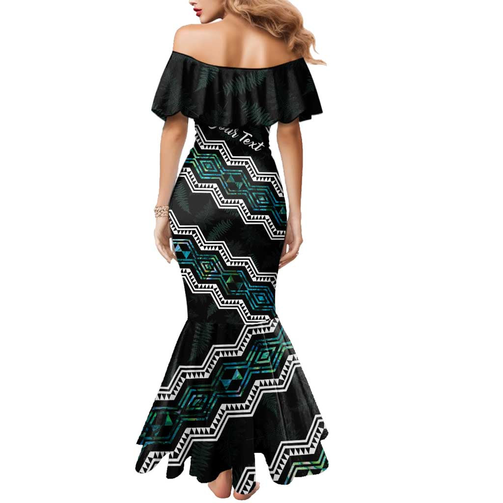 Personalised Taniko Aotearoa Mix Paua Shell Family Matching Mermaid Dress and Hawaiian Shirt Niho Taniwha Turquoise Glitter LT01 - Polynesian Pride