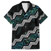 Personalised Taniko Aotearoa Mix Paua Shell Family Matching Off The Shoulder Long Sleeve Dress and Hawaiian Shirt Niho Taniwha Turquoise Glitter LT01 Dad's Shirt - Short Sleeve Turquoise - Polynesian Pride