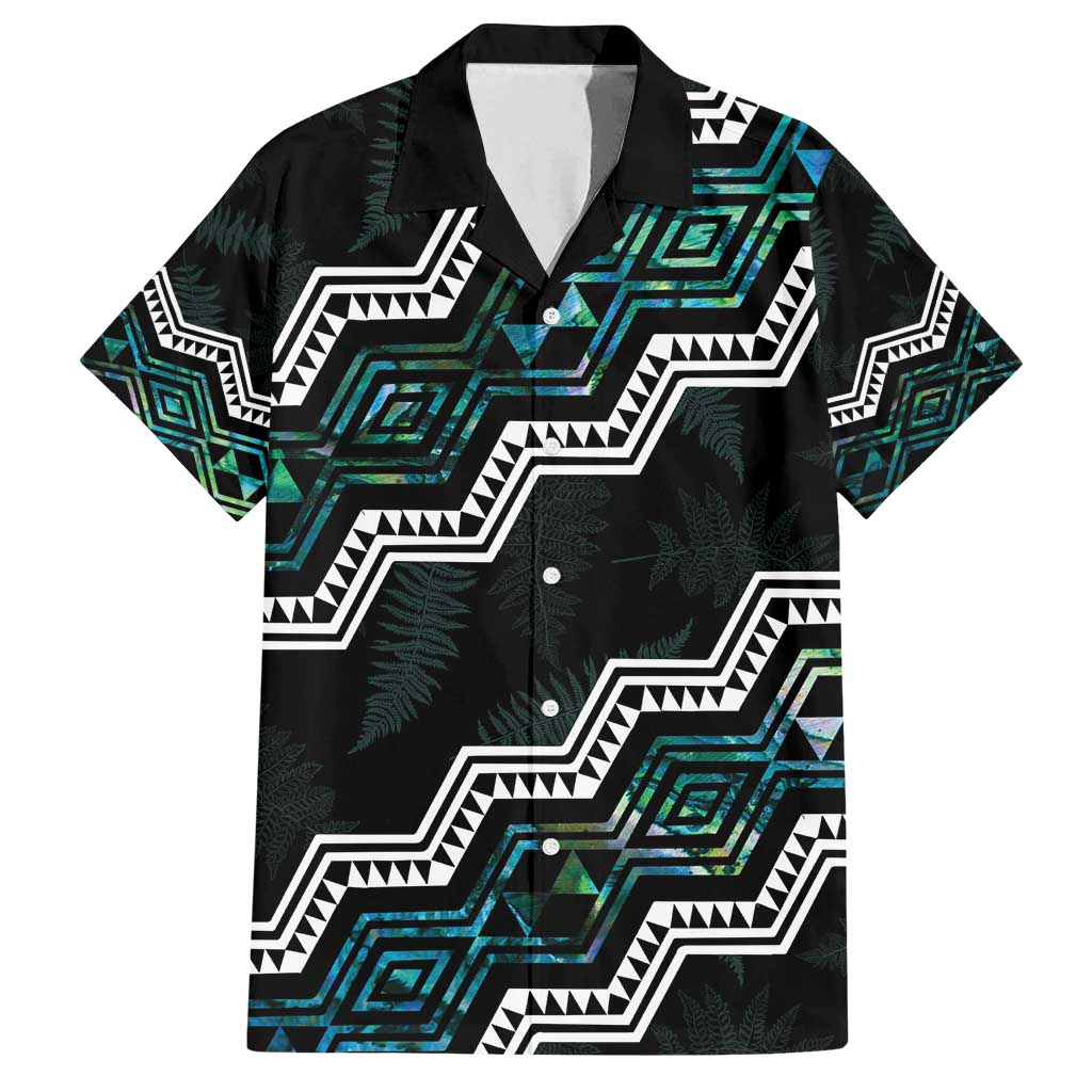 Personalised Taniko Aotearoa Mix Paua Shell Family Matching Tank Maxi Dress and Hawaiian Shirt Niho Taniwha Turquoise Glitter LT01 Dad's Shirt - Short Sleeve Turquoise - Polynesian Pride