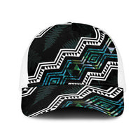 Taniko Aotearoa Mix Paua Shell Mesh Trucker Cap Niho Taniwha Turquoise Glitter - Polynesian Pride