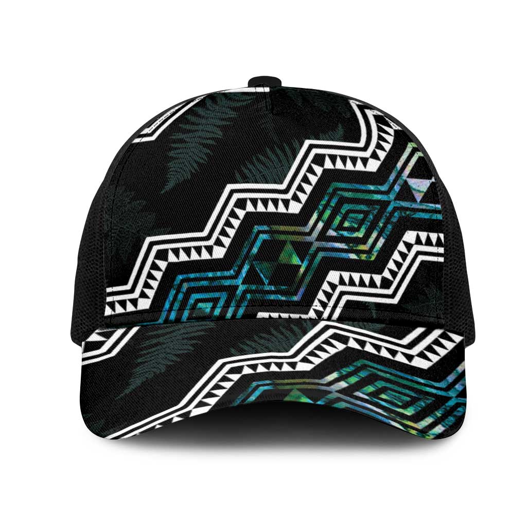 Taniko Aotearoa Mix Paua Shell Mesh Trucker Cap Niho Taniwha Turquoise Glitter - Polynesian Pride