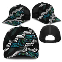 Taniko Aotearoa Mix Paua Shell Mesh Trucker Cap Niho Taniwha Turquoise Glitter - Polynesian Pride