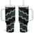 Personalised Taniko Aotearoa Mix Paua Shell Tumbler With Handle Niho Taniwha Turquoise Glitter