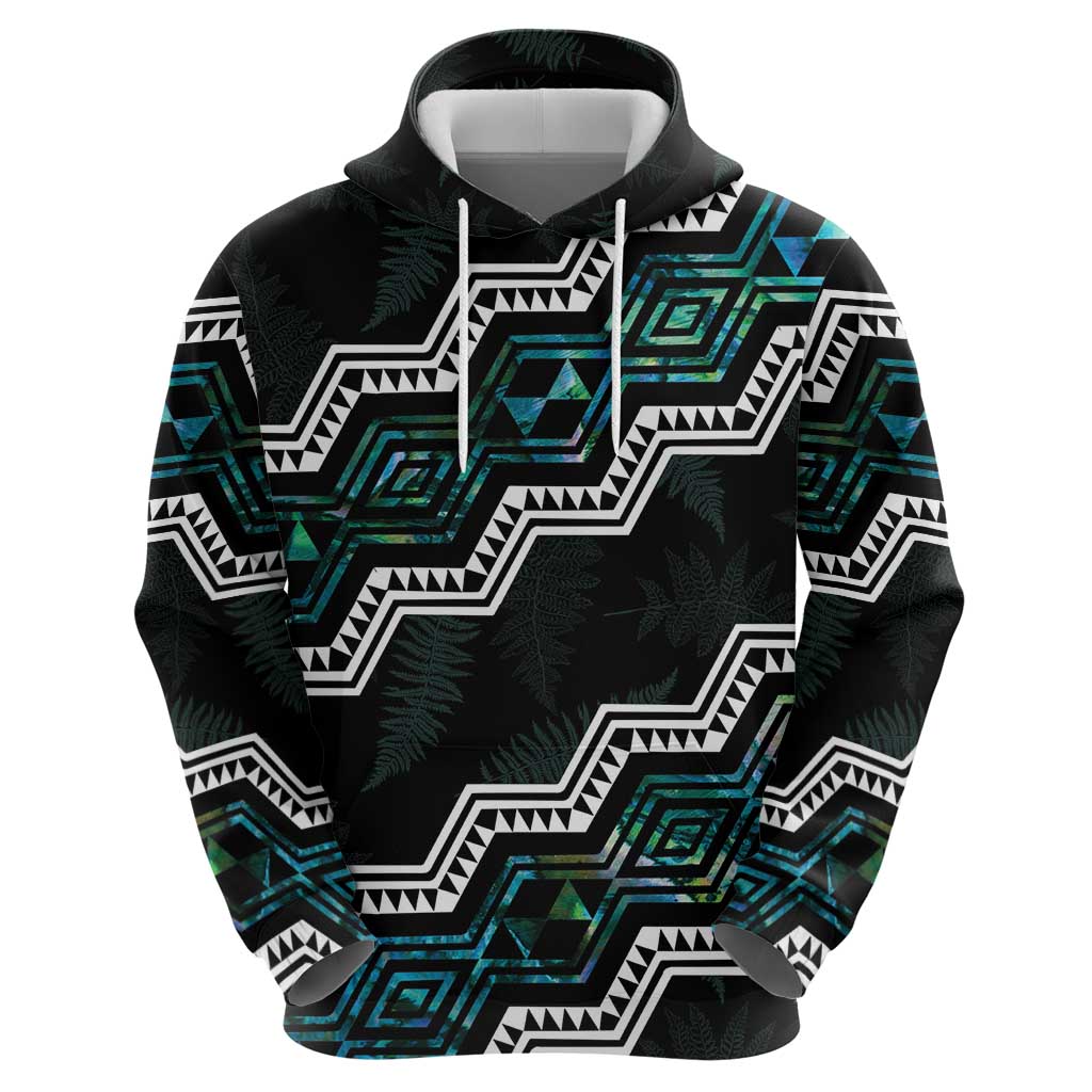 Personalised Taniko Aotearoa Mix Paua Shell Zip Hoodie Niho Taniwha Turquoise Glitter