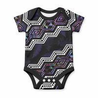 Personalised Taniko Aotearoa Mix Paua Shell Baby Onesie Niho Taniwha Lilac Glitter LT01 Purple - Polynesian Pride