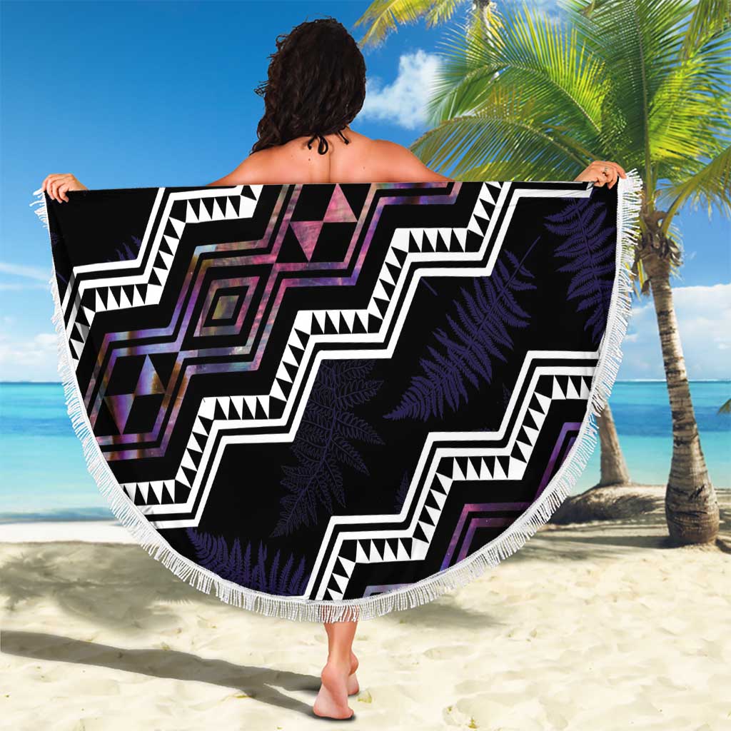 Personalised Taniko Aotearoa Mix Paua Shell Beach Blanket Niho Taniwha Lilac Glitter
