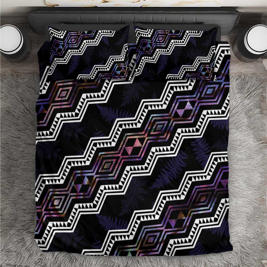 Personalised Taniko Aotearoa Mix Paua Shell Bedding Set Niho Taniwha Lilac Glitter LT01 Purple - Polynesian Pride