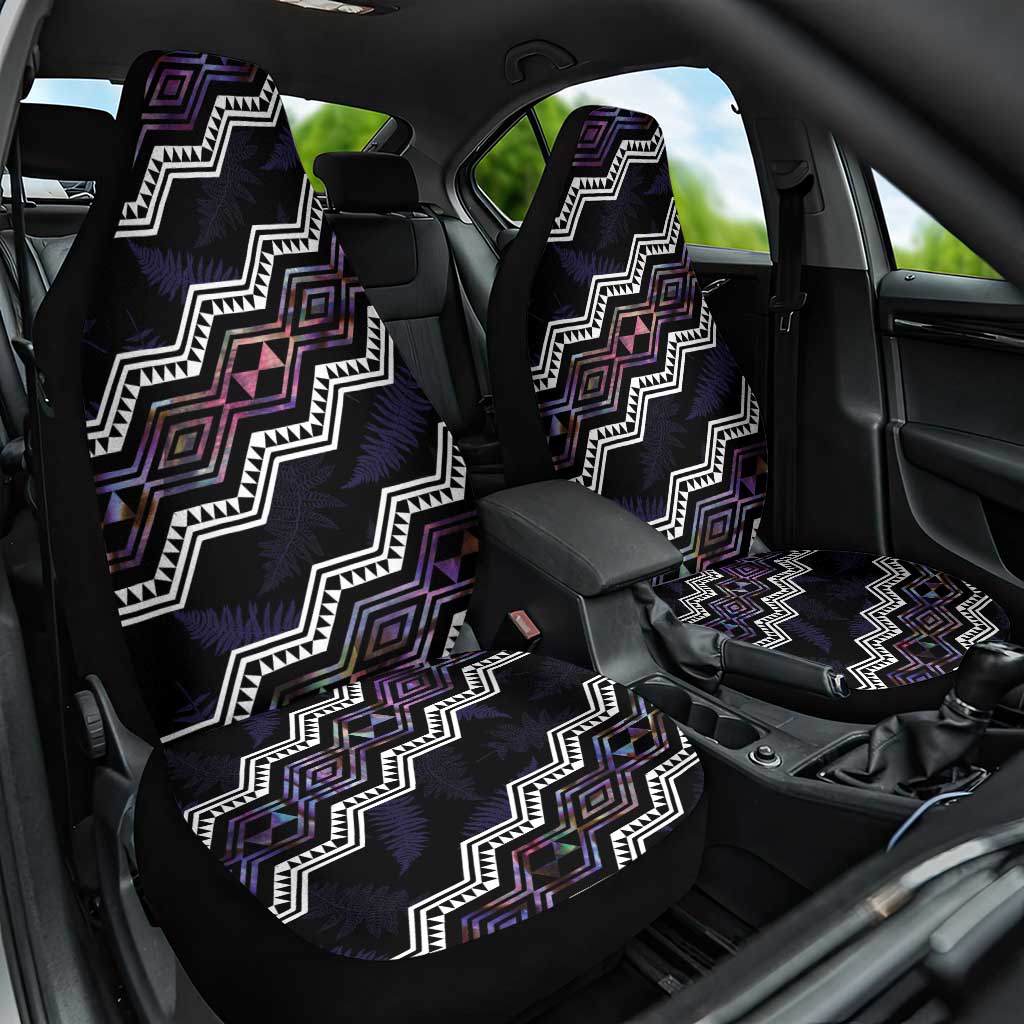 Personalised Taniko Aotearoa Mix Paua Shell Car Seat Cover Niho Taniwha Lilac Glitter