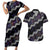Personalised Taniko Aotearoa Mix Paua Shell Couples Matching Short Sleeve Bodycon Dress and Hawaiian Shirt Niho Taniwha Lilac Glitter