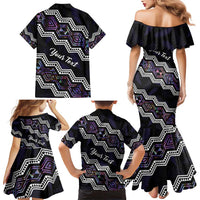Personalised Taniko Aotearoa Mix Paua Shell Family Matching Mermaid Dress and Hawaiian Shirt Niho Taniwha Lilac Glitter LT01 - Polynesian Pride