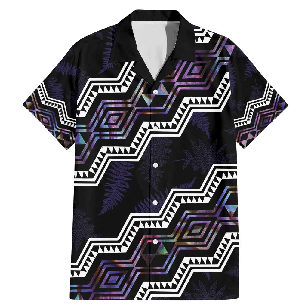 Personalised Taniko Aotearoa Mix Paua Shell Family Matching Mermaid Dress and Hawaiian Shirt Niho Taniwha Lilac Glitter LT01 Dad's Shirt - Short Sleeve Purple - Polynesian Pride