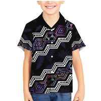 Personalised Taniko Aotearoa Mix Paua Shell Family Matching Mermaid Dress and Hawaiian Shirt Niho Taniwha Lilac Glitter LT01 Son's Shirt Purple - Polynesian Pride