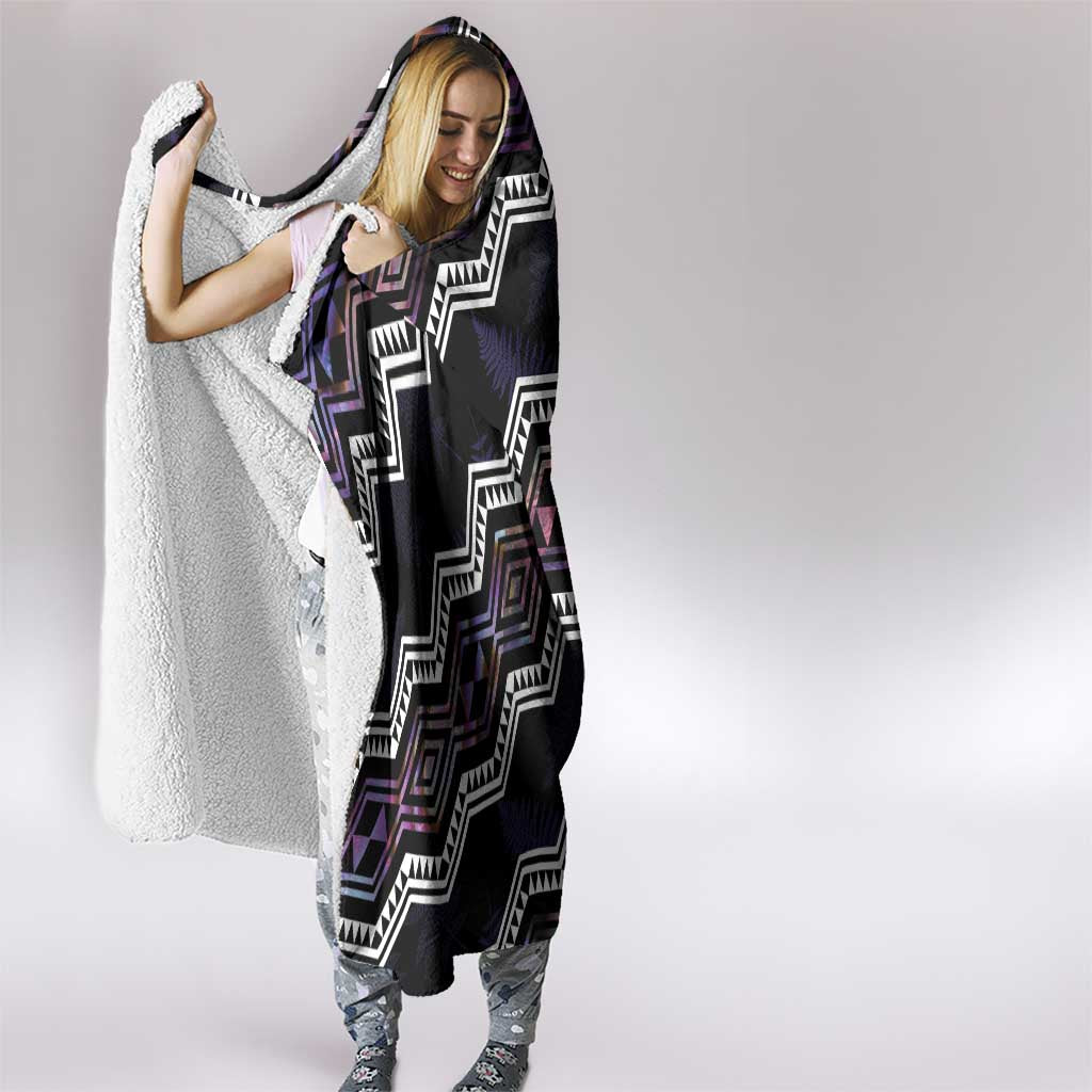 Personalised Taniko Aotearoa Mix Paua Shell Hooded Blanket Niho Taniwha Lilac Glitter