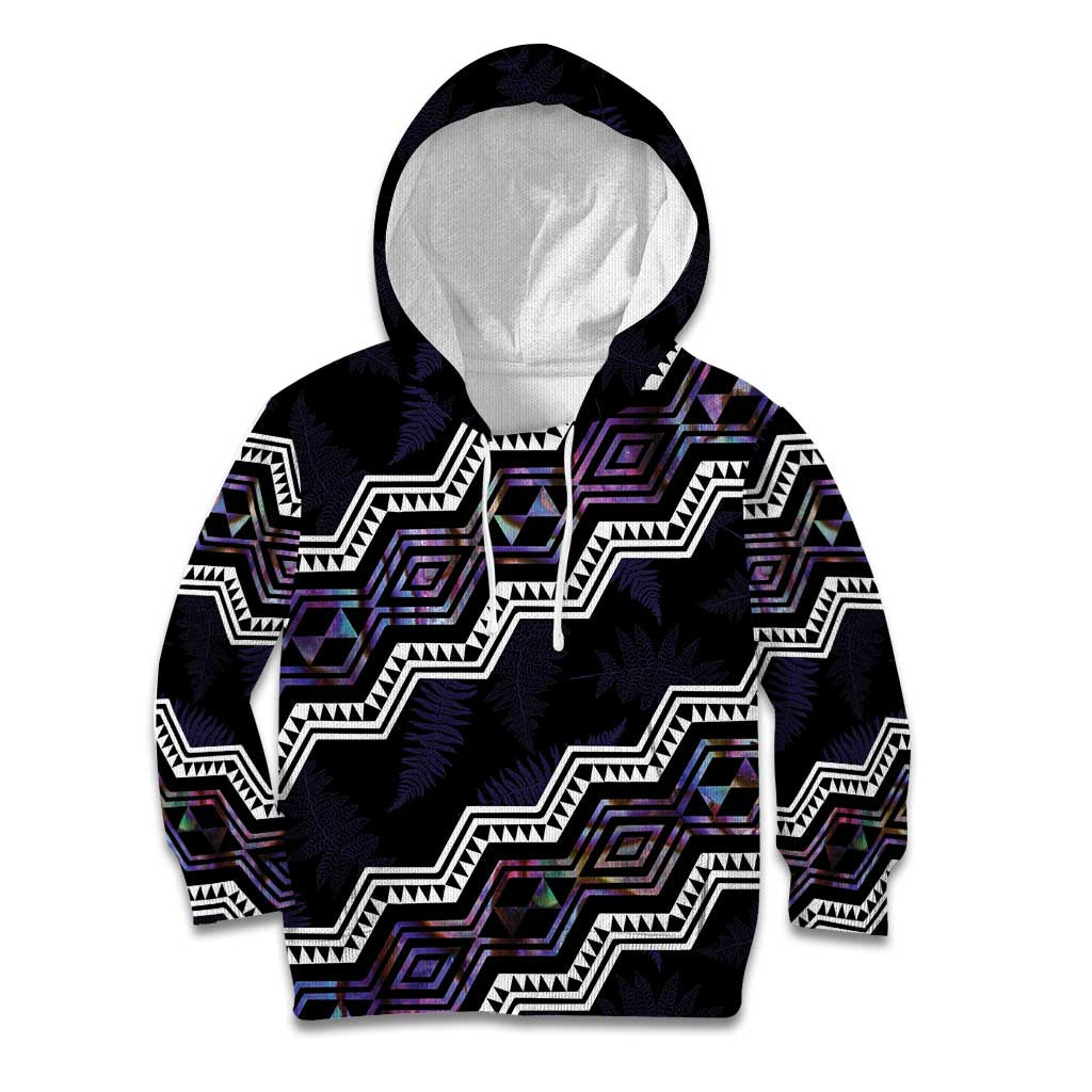 Personalised Taniko Aotearoa Mix Paua Shell Kid Hoodie Niho Taniwha Lilac Glitter LT01 Hoodie Purple - Polynesian Pride