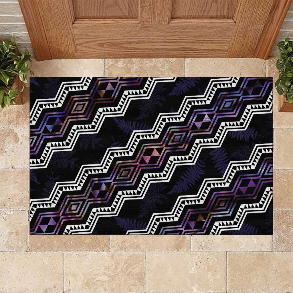 Personalised Taniko Aotearoa Mix Paua Shell Rubber Doormat Niho Taniwha Lilac Glitter LT01 Purple - Polynesian Pride