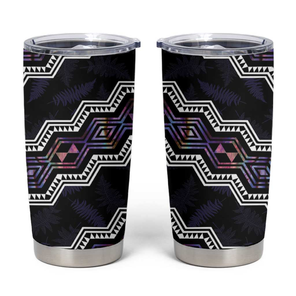 Personalised Taniko Aotearoa Mix Paua Shell Tumbler Cup Niho Taniwha Lilac Glitter LT01 Purple - Polynesian Pride