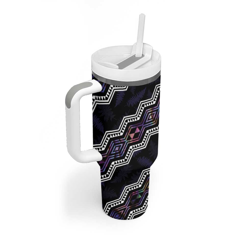 Personalised Taniko Aotearoa Mix Paua Shell Tumbler With Handle Niho Taniwha Lilac Glitter