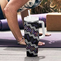Personalised Taniko Aotearoa Mix Paua Shell Tumbler With Handle Niho Taniwha Lilac Glitter