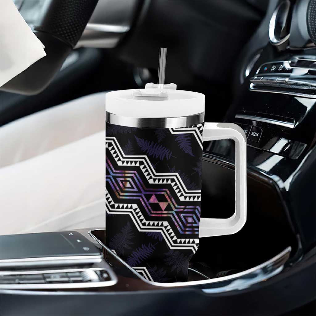 Personalised Taniko Aotearoa Mix Paua Shell Tumbler With Handle Niho Taniwha Lilac Glitter