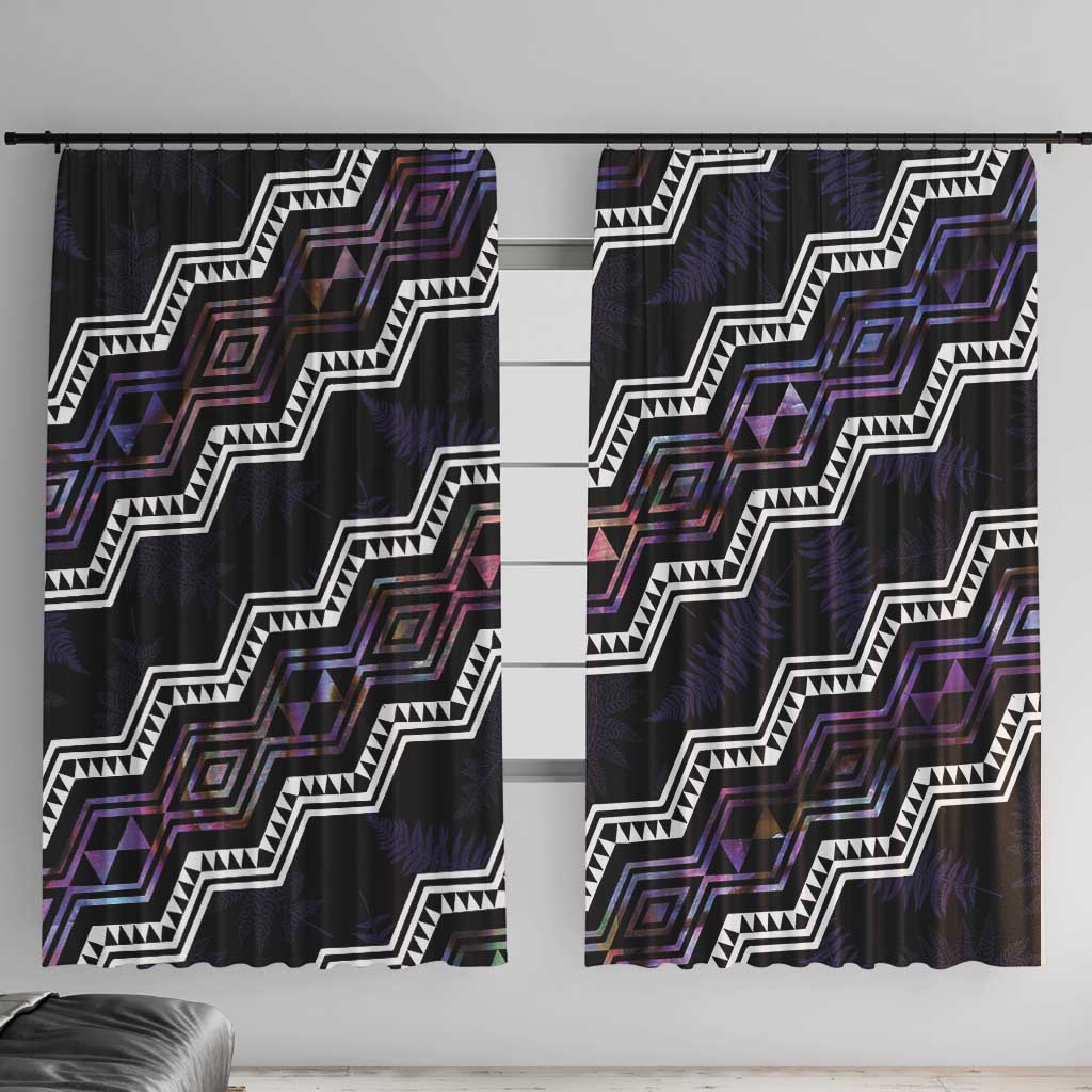 Personalised Taniko Aotearoa Mix Paua Shell Window Curtain Niho Taniwha Lilac Glitter LT01 With Hooks Purple - Polynesian Pride