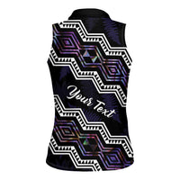 Personalised Taniko Aotearoa Mix Paua Shell Women Sleeveless Polo Shirt Niho Taniwha Lilac Glitter