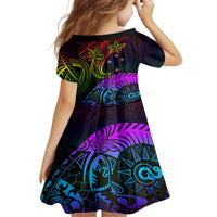 Wellington Pride Family Matching Summer Maxi Dress and Hawaiian Shirt Aotearoa Tribal Rainbow Pattern LT01 - Polynesian Pride