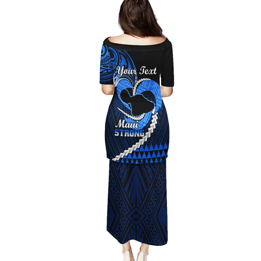 Personalised Hawaii Puletasi Maui Be Strong Kakau Blue Version LT01 - Polynesian Pride
