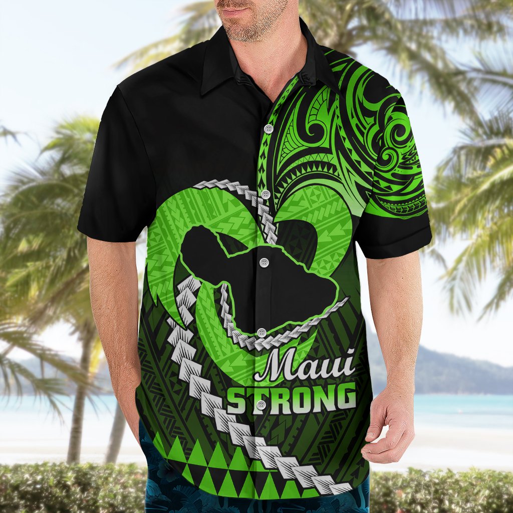 Personalised Hawaii Hawaiian Shirt Maui Be Strong Kakau Green Version LT01 - Polynesian Pride