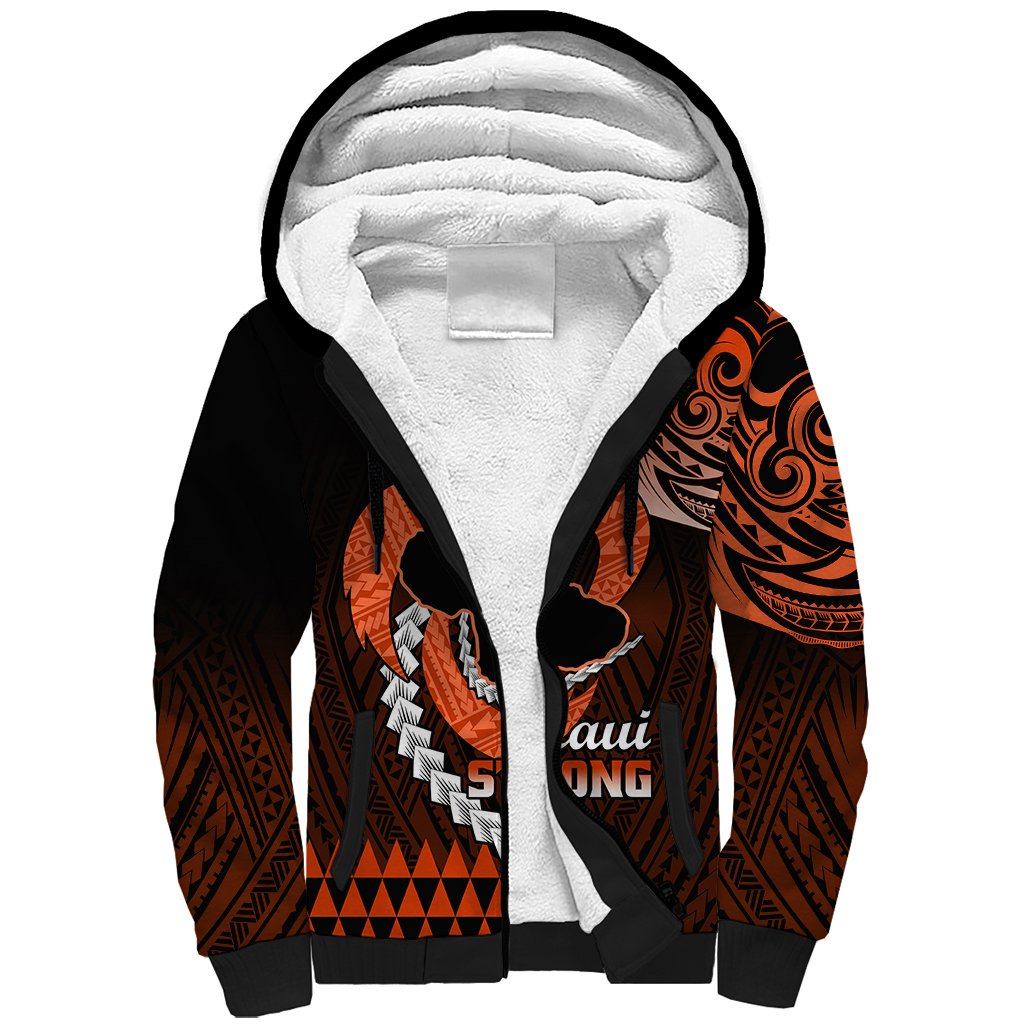 Personalised Hawaii Sherpa Hoodie Maui Be Strong Kakau Orange Version LT01 Unisex Orange - Polynesian Pride