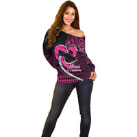 Personalised Hawaii Off Shoulder Sweater Maui Be Strong Kakau Pink Version LT01 - Polynesian Pride