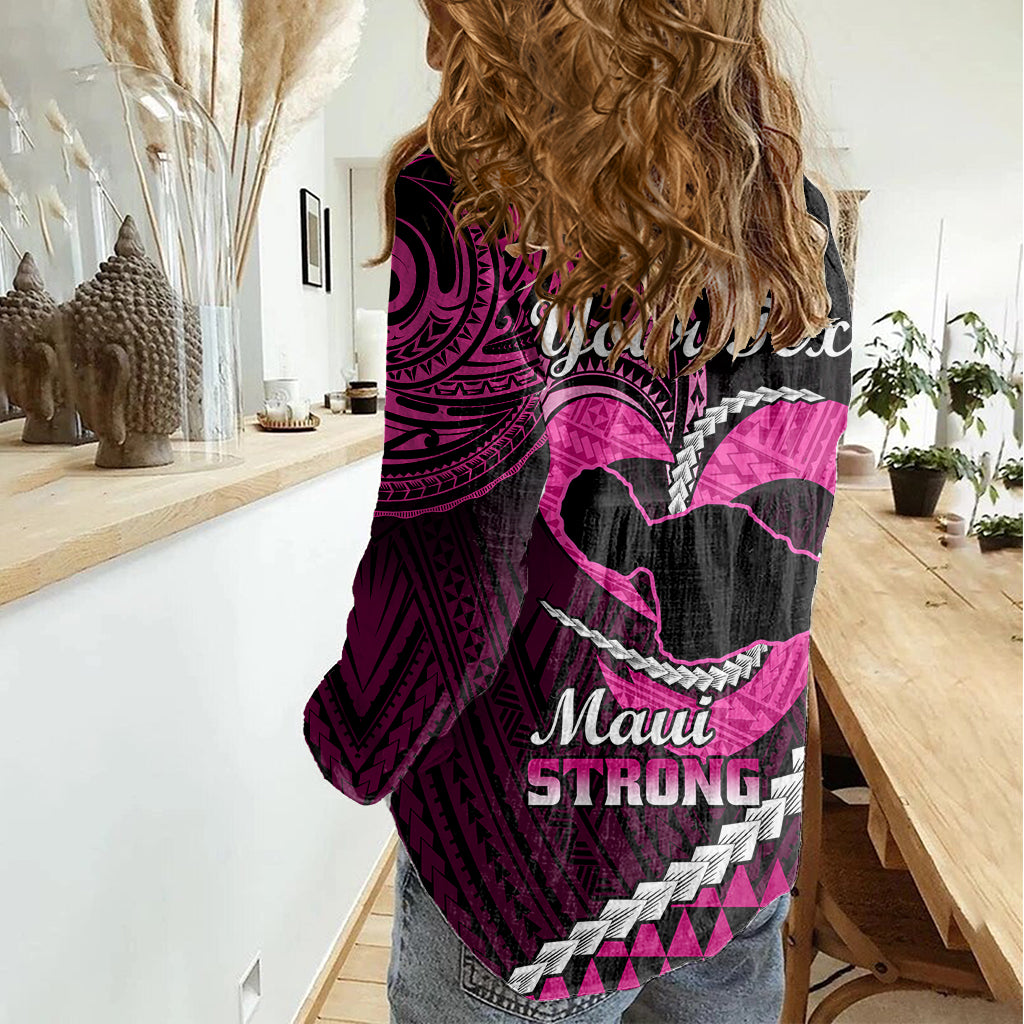 Personalised Hawaii Women Casual Shirt Maui Be Strong Kakau Pink Version LT01 - Polynesian Pride