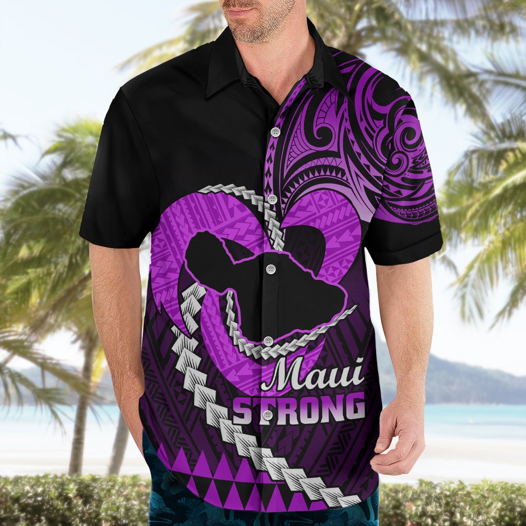 Personalised Hawaii Hawaiian Shirt Maui Be Strong Kakau Purple Version LT01 - Polynesian Pride