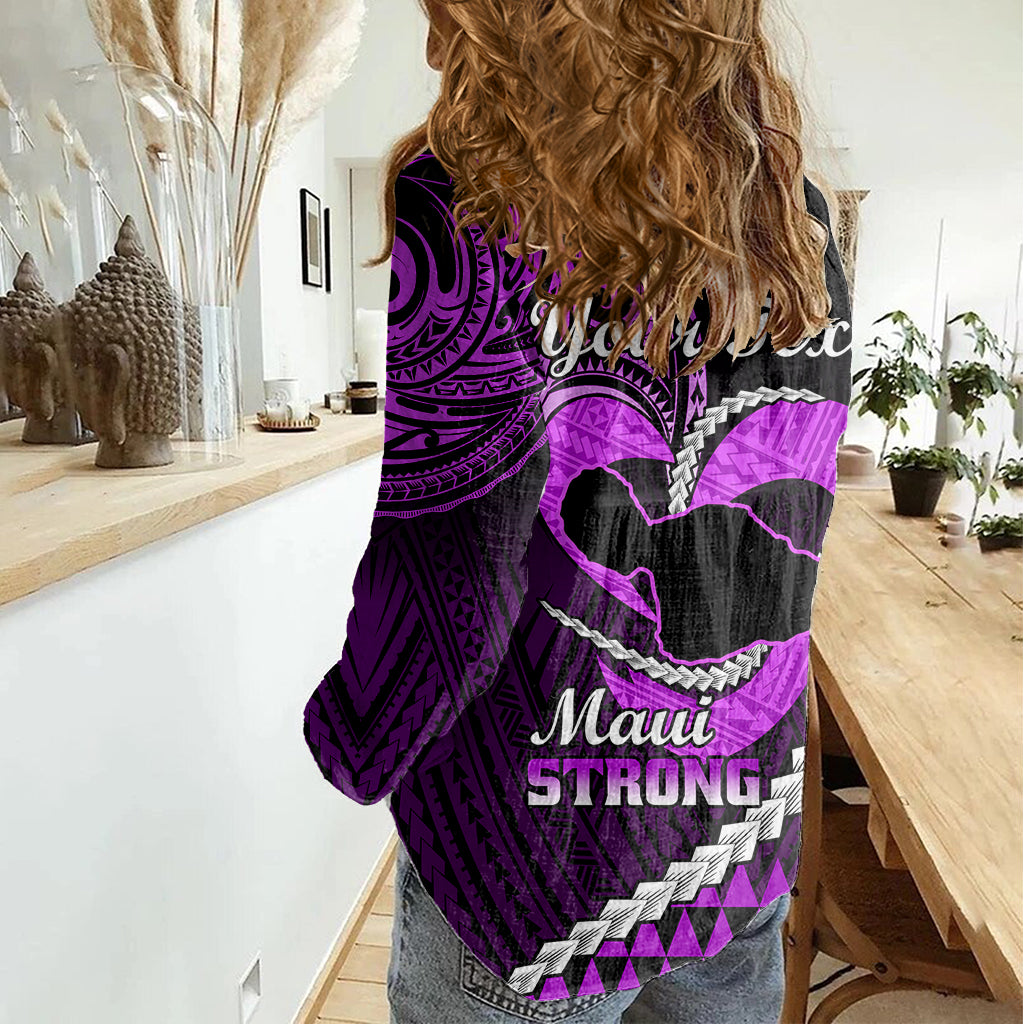 Personalised Hawaii Women Casual Shirt Maui Be Strong Kakau Purple Version LT01 - Polynesian Pride