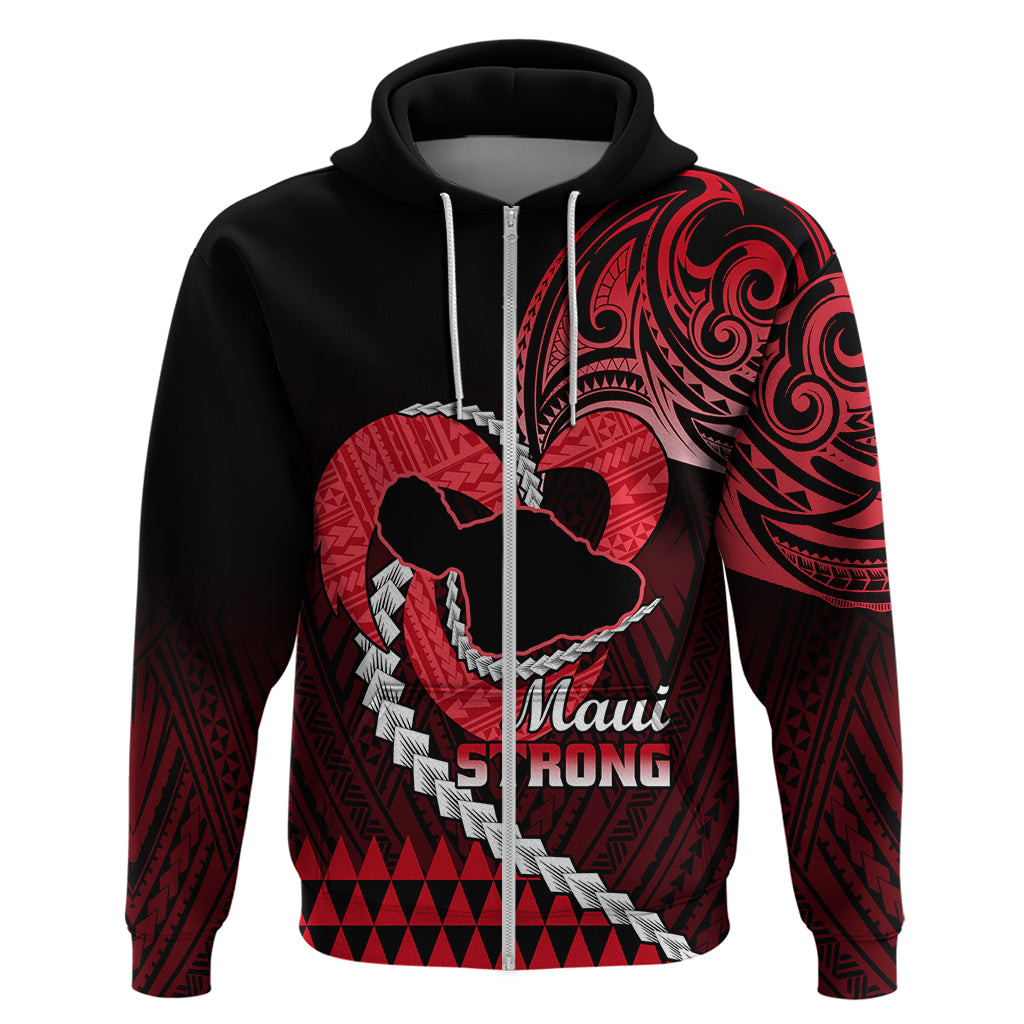 Personalised Hawaii Hoodie Maui Be Strong Kakau Red Version LT01 - Polynesian Pride