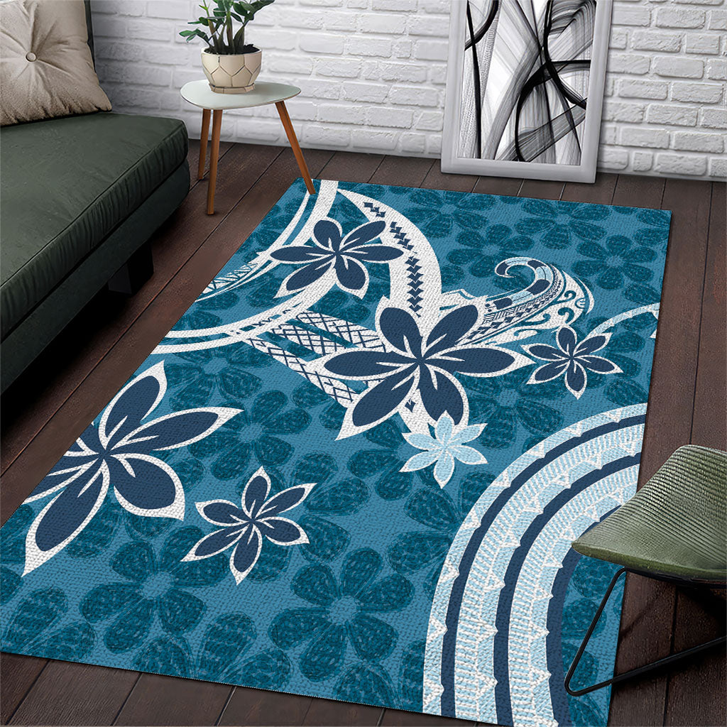 Hawaii Pupuala Plumeria Blue Area Rug Polynesian Pattern LT01 Blue - Polynesian Pride