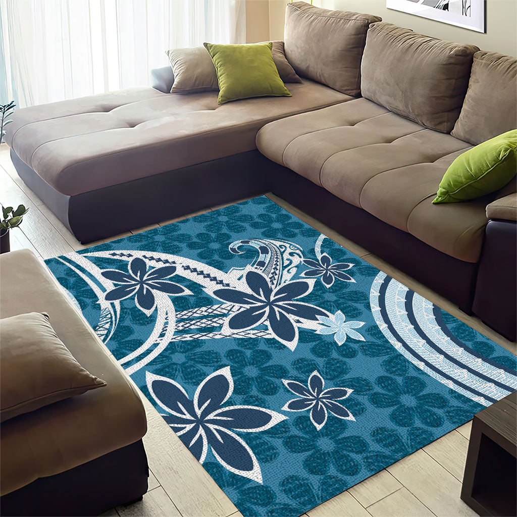 Hawaii Pupuala Plumeria Blue Area Rug Polynesian Pattern LT01 - Polynesian Pride