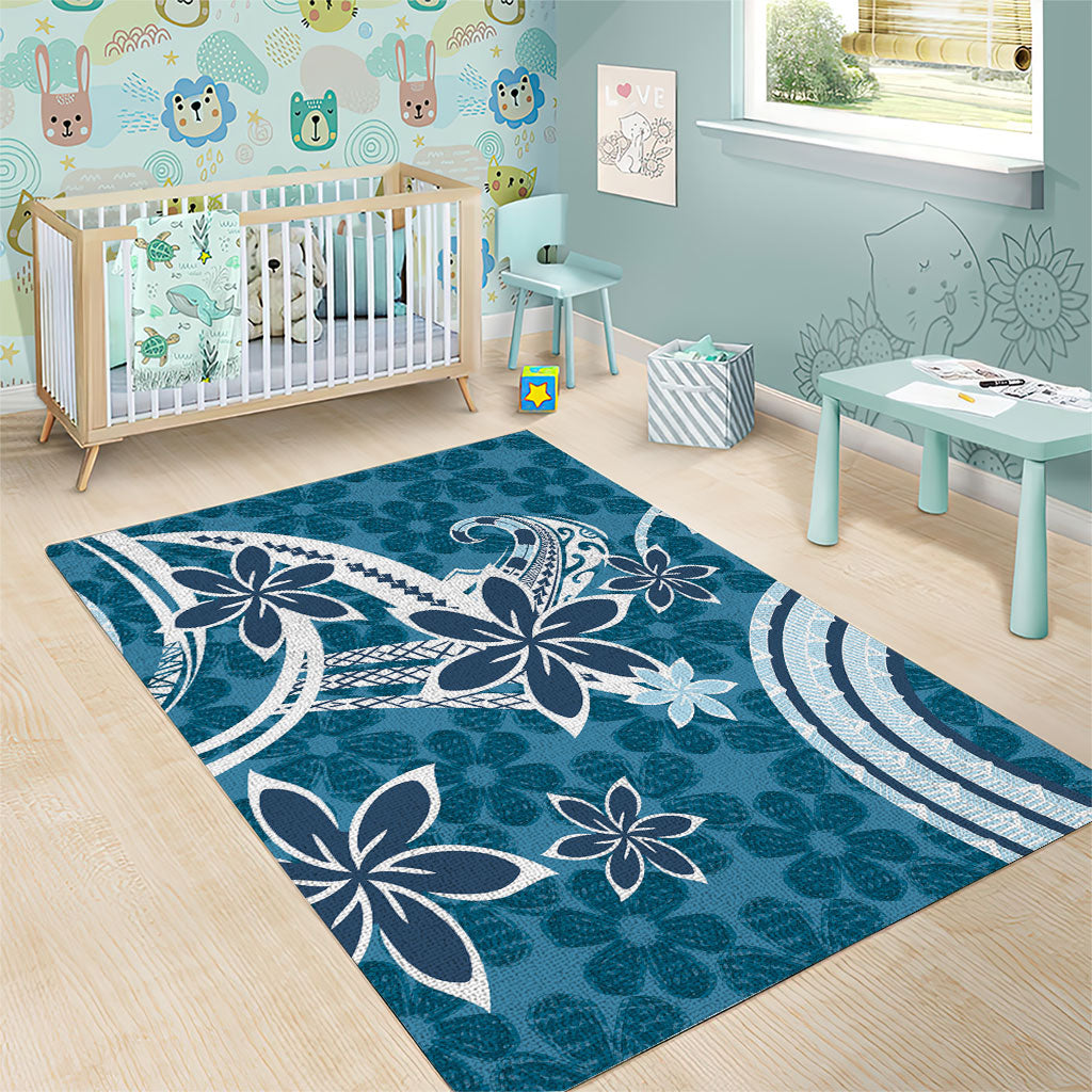 Hawaii Pupuala Plumeria Blue Area Rug Polynesian Pattern LT01 - Polynesian Pride