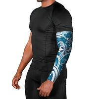Hawaii Pupuala Plumeria Blue Arm Sleeves Polynesian Pattern LT01 - Polynesian Pride