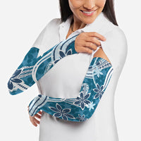 Hawaii Pupuala Plumeria Blue Arm Sleeves Polynesian Pattern LT01 - Polynesian Pride