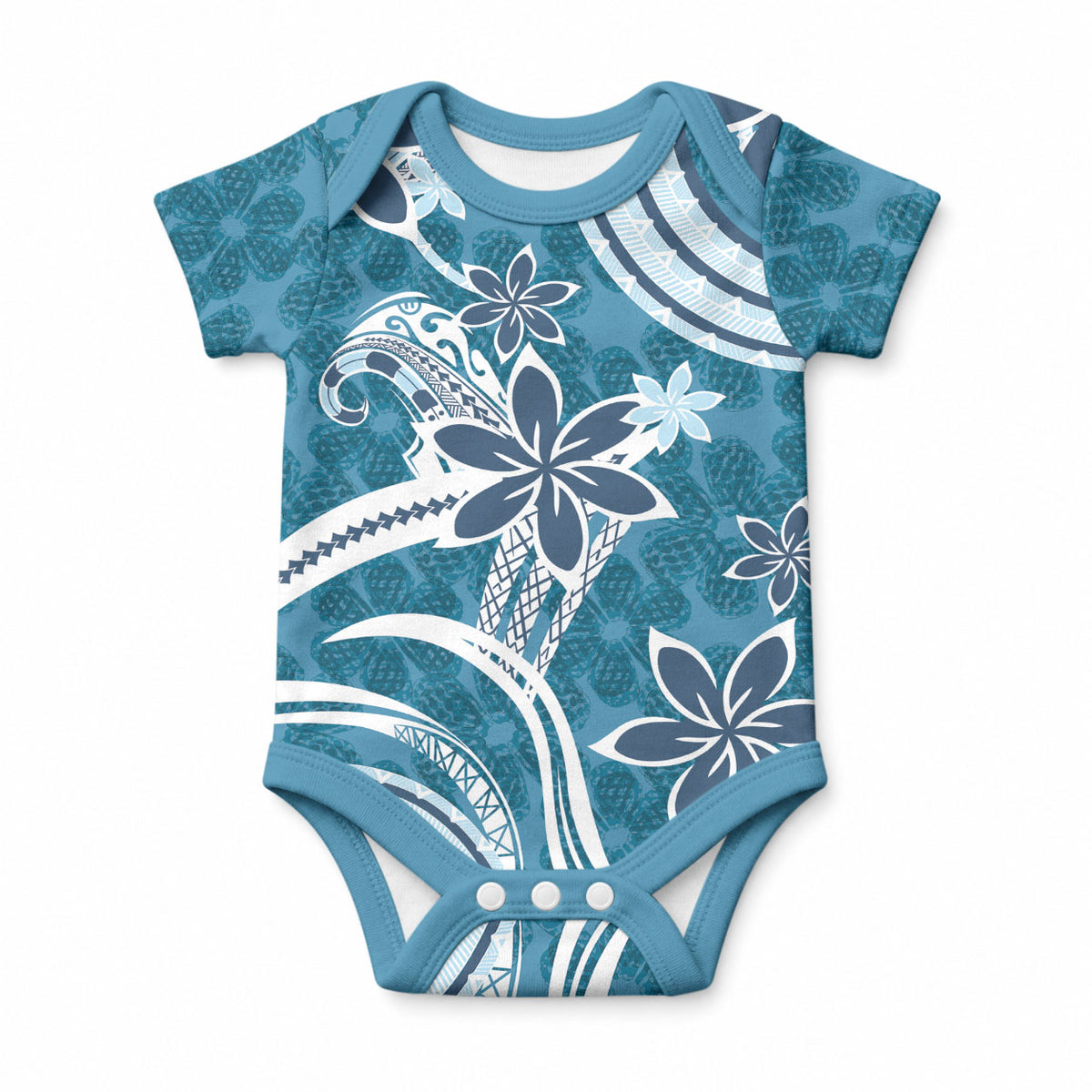Hawaii Pupuala Plumeria Blue Baby Onesie Polynesian Pattern LT01 Blue - Polynesian Pride