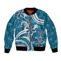 Hawaii Pupuala Plumeria Blue Bomber Jacket Polynesian Pattern LT01 Unisex Blue - Polynesian Pride