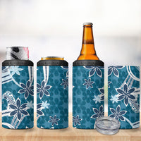 Hawaii Pupuala Plumeria Blue 4 in 1 Can Cooler Tumbler Polynesian Pattern LT01 - Polynesian Pride