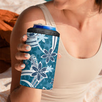 Hawaii Pupuala Plumeria Blue 4 in 1 Can Cooler Tumbler Polynesian Pattern LT01 - Polynesian Pride