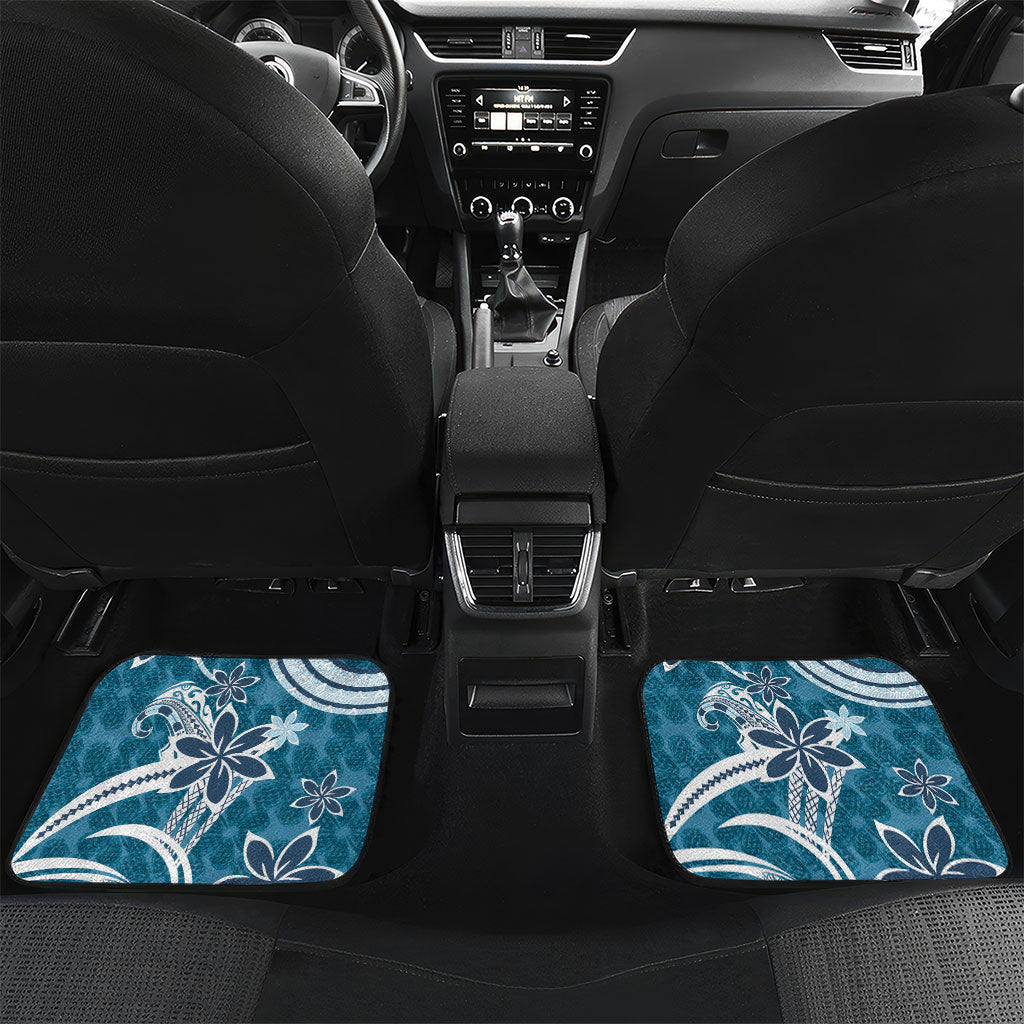 Hawaii Pupuala Plumeria Blue Car Mats Polynesian Pattern LT01 Set 2pcs - Back Blue - Polynesian Pride